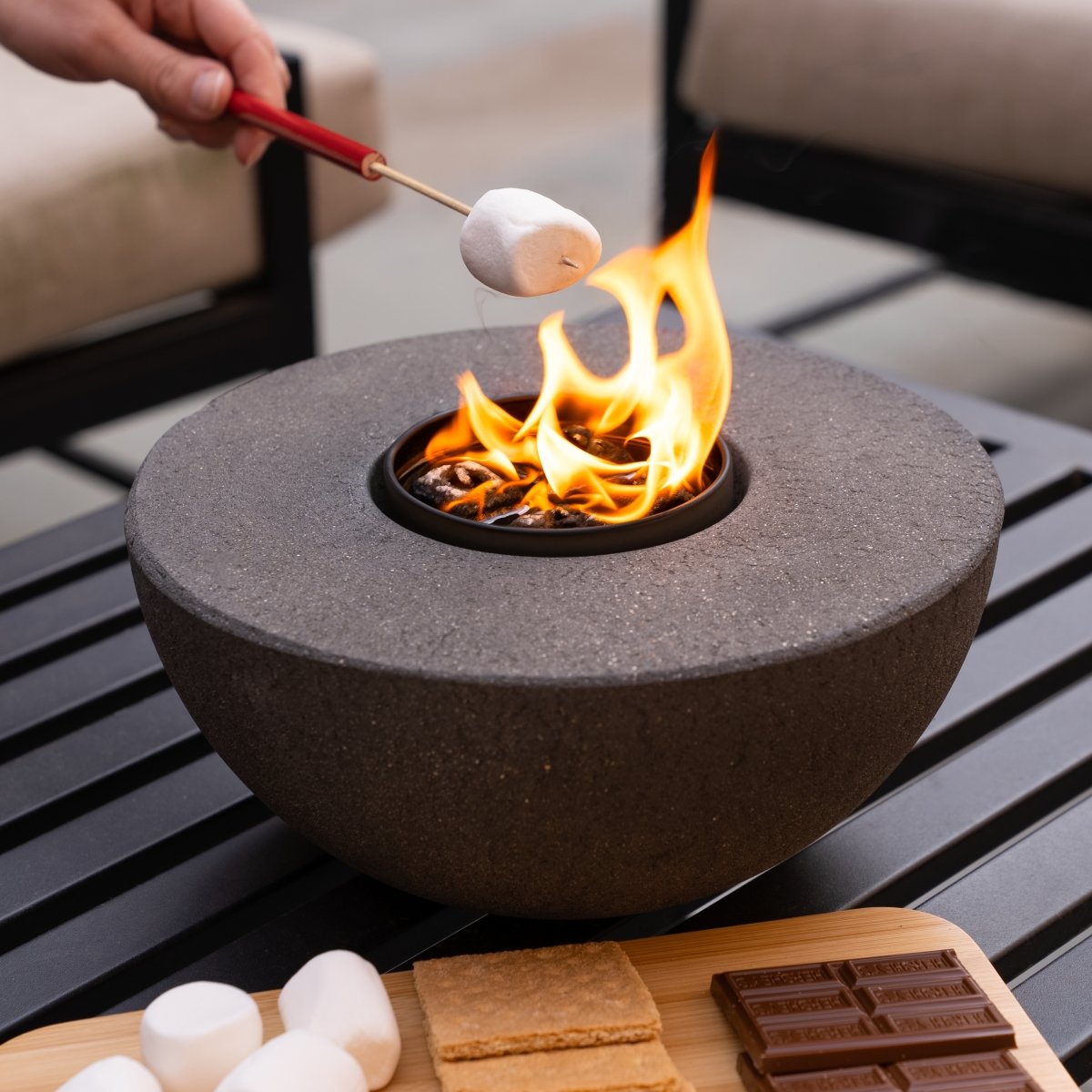 Concrete Semi-Round Fire Pit - SAFE-T.US